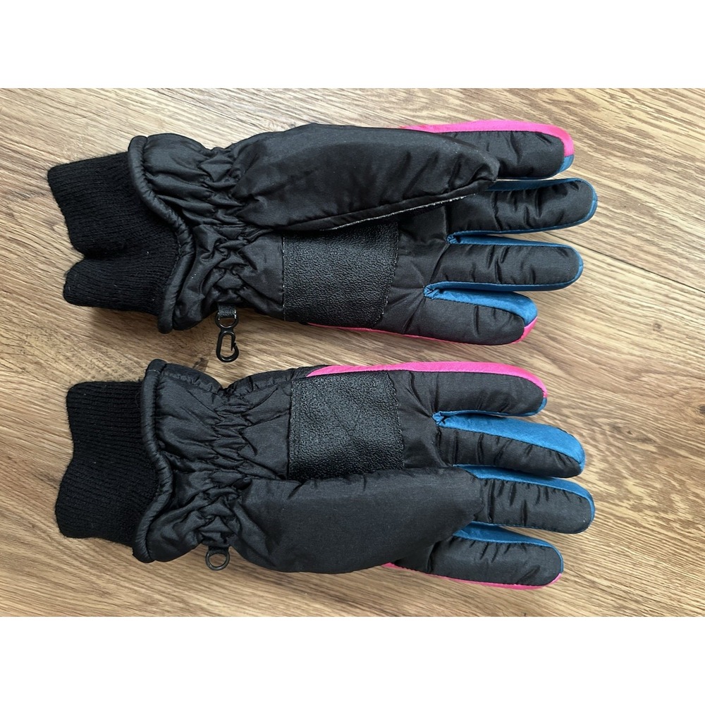 Vintage Retro 90s Fleece Lined Bright Colored Winter Ski Snow Gloves Women's L - Picture 3 of 5